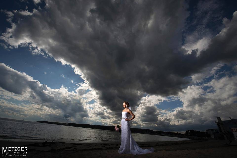 Dramatic light wedding picture