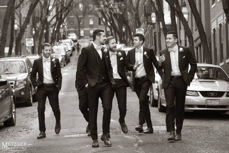 Groomsman walking