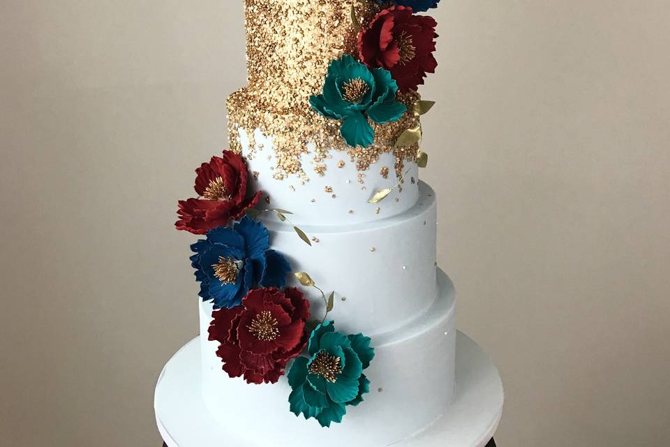 Gold sequin with sugar flower