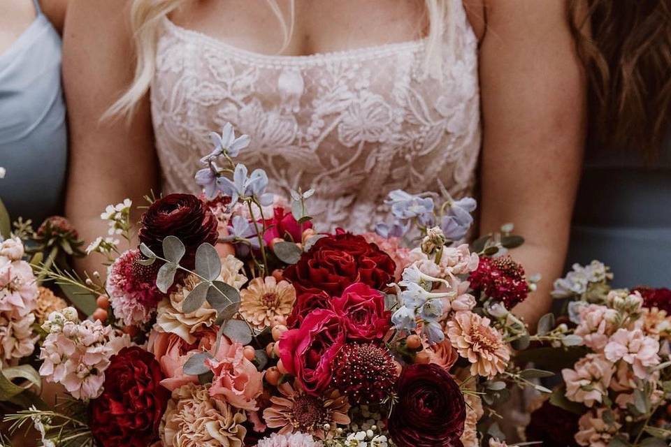 Bridal bouquet/ berry + pink