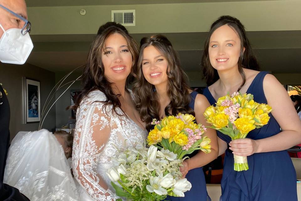With the bridesmaids