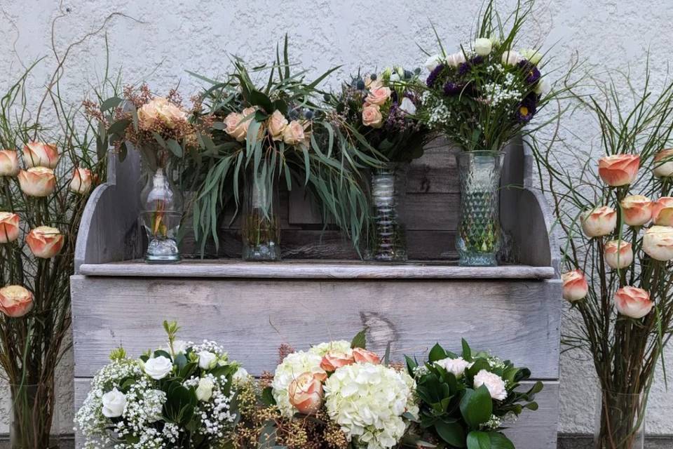 Bouquets and altar arrangement
