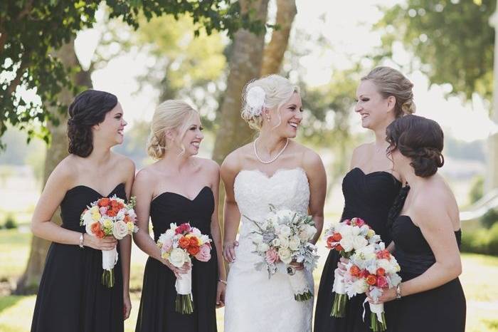 Bride and bridesmaids