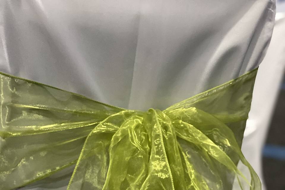 Green organza tie