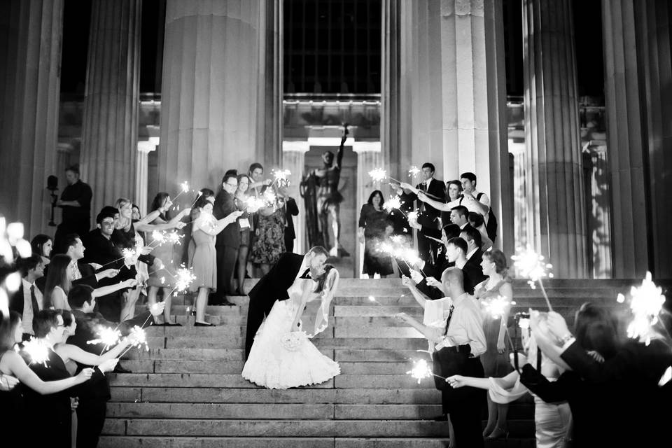 Reception exit with sparklers