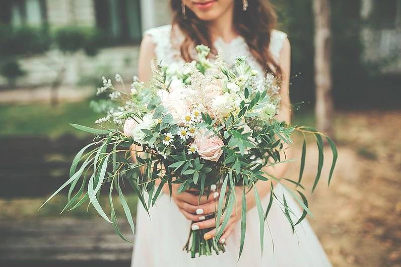 Bride and bouquet