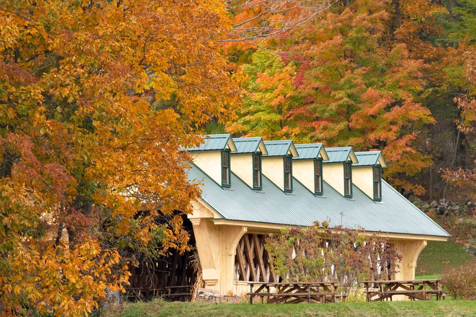 Covered bridge in fall