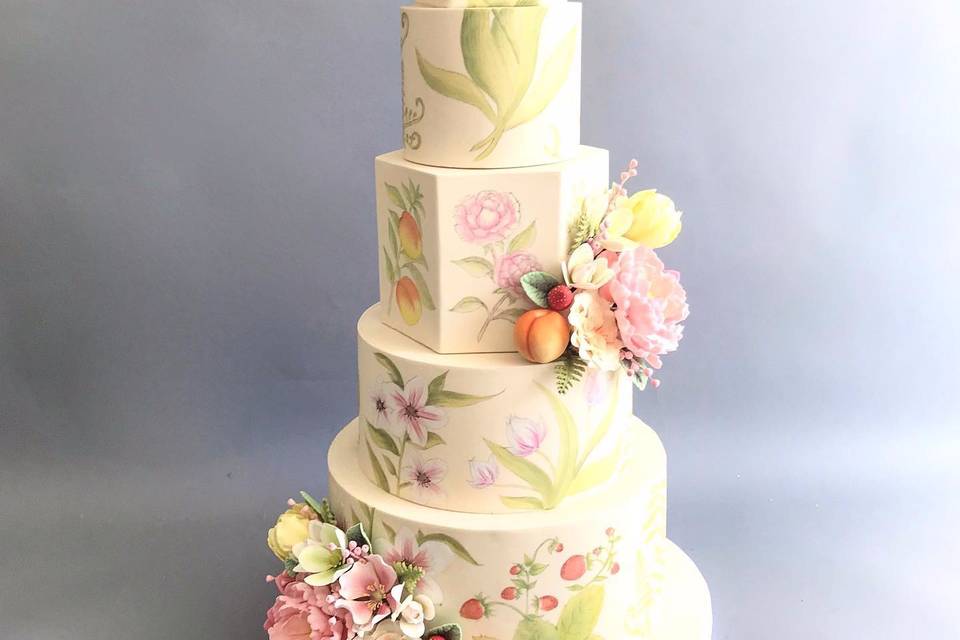 Painted wedding cake