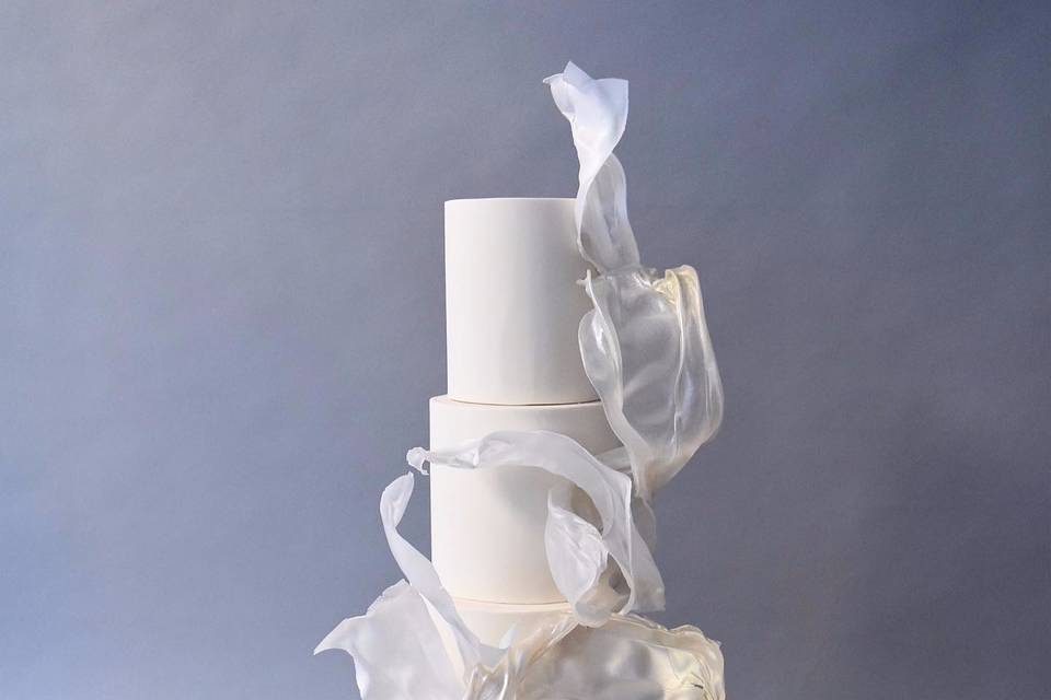 Contemporary white wedding cake