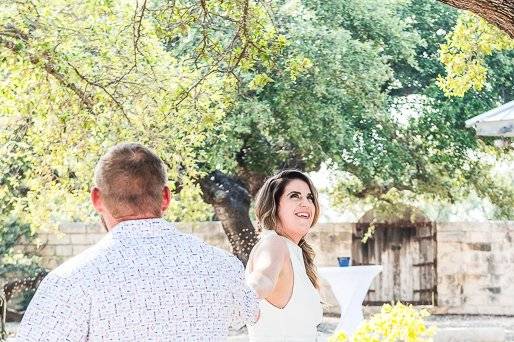 Couple Dancing in Courtyard
