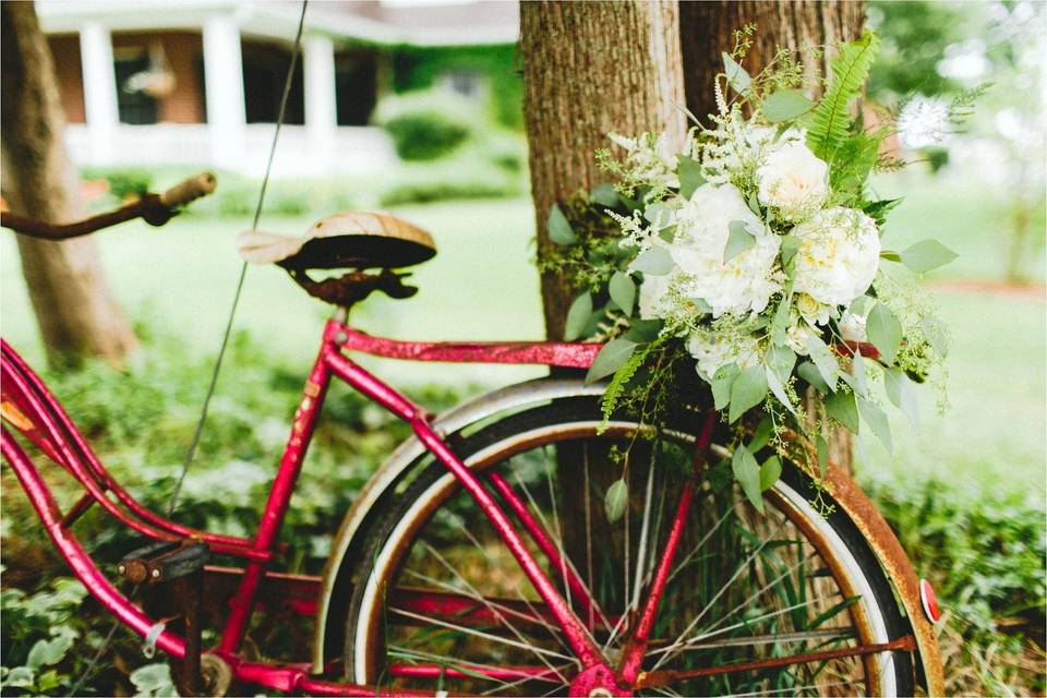 Bouquet on bike
