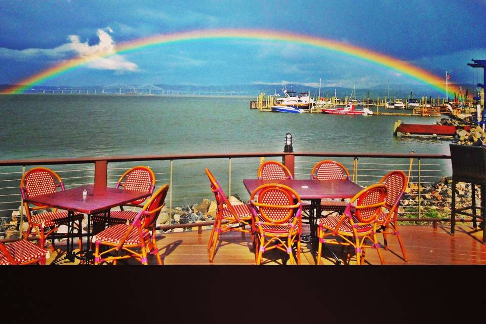 Double Rainbow over the Hudson on our Outdoor Deck