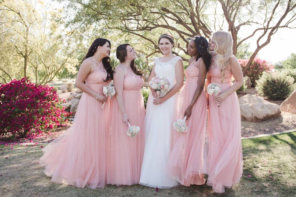 Bridesmaids in blush