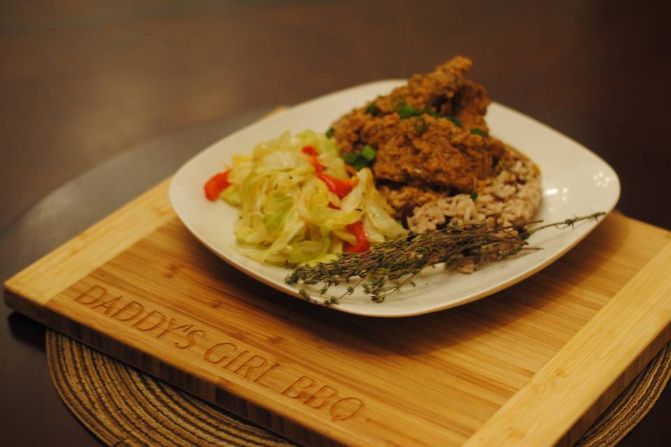 Curry pork chops, peas&rice