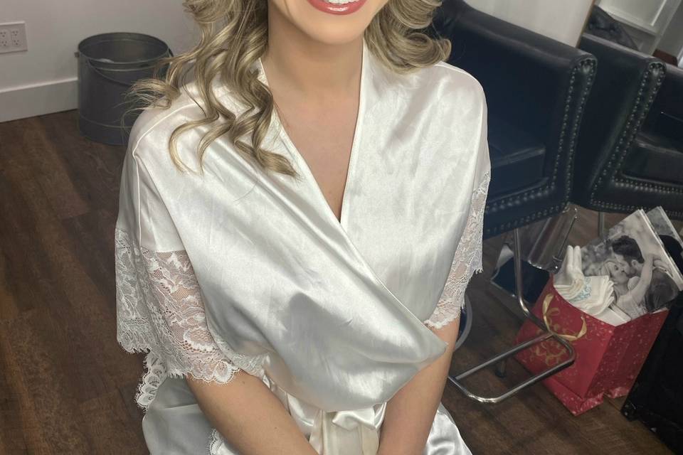 Wedding-day makeup and hair