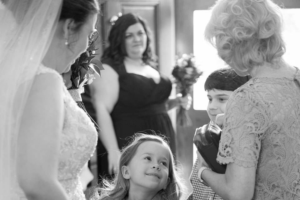 Candid of bride's daughter.