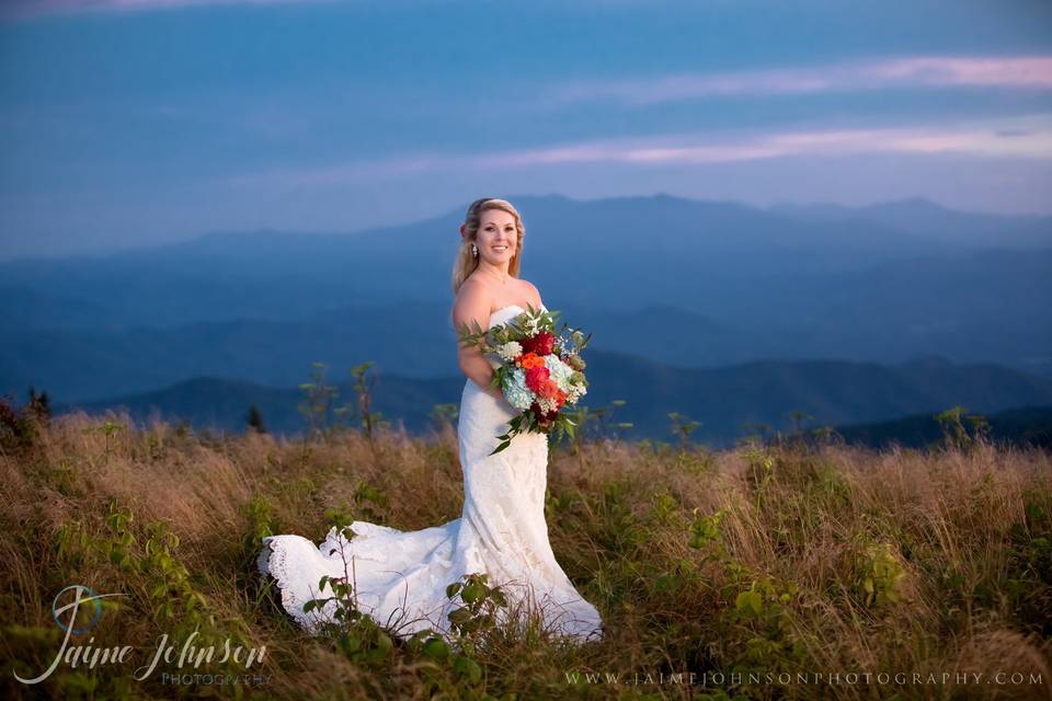 Bridal portrait with mountains