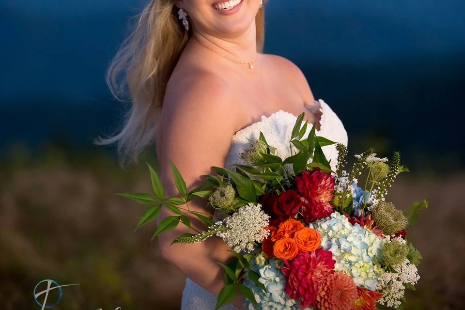 Bridal portrait with mountains