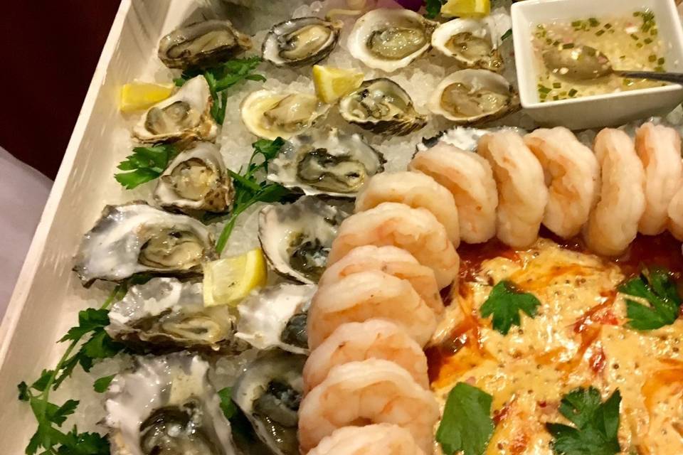 Oysters and shrimp cocktail