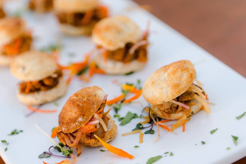 Pork slider with apple beet slaw