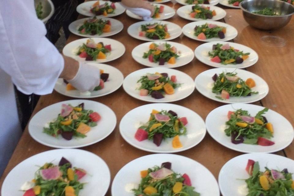 Plated beet salad