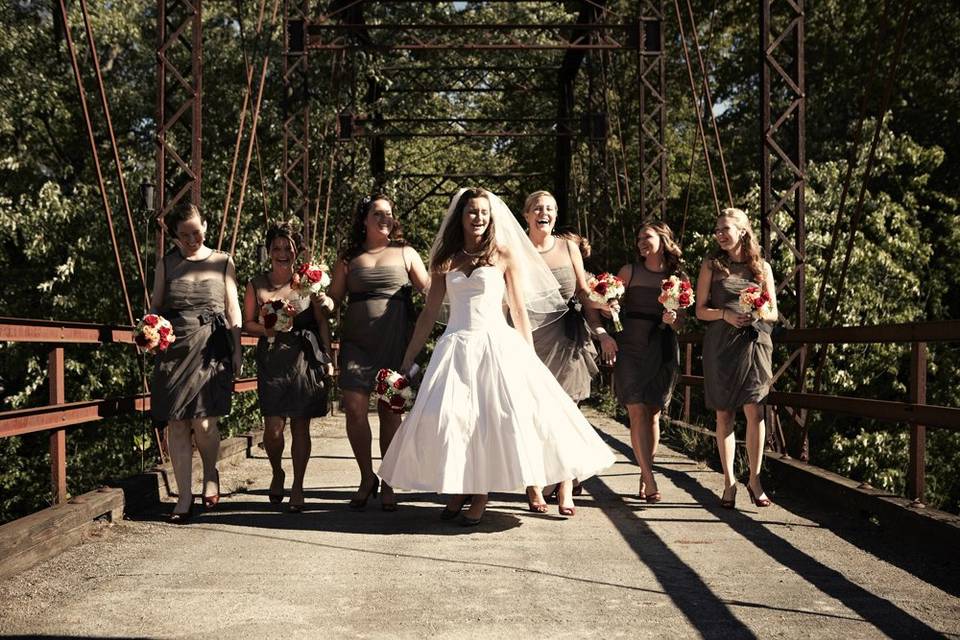 The bride with her bridesmaids