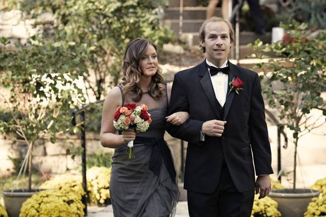 Bridesmaid and groomsman