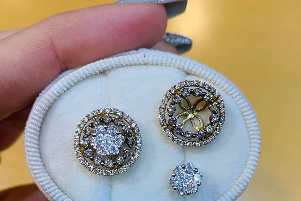 Bridal diamond studs w/jackets