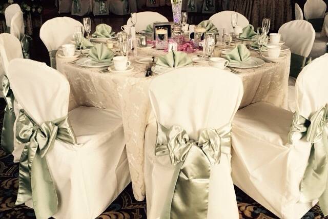 Chair covers and table deals linens rentals