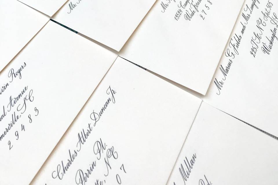 Wedding menu calligraphy