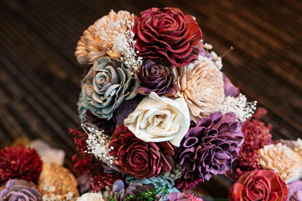 Wood flower bouquets