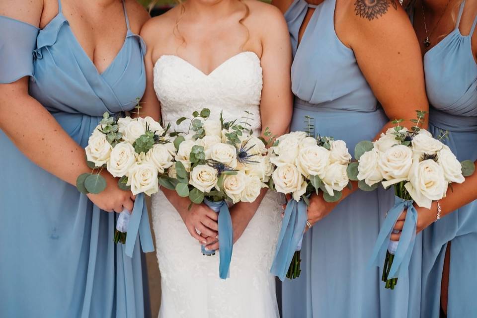 Dusty blue & white roses!