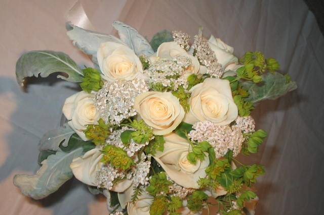Plain white floral arrangement