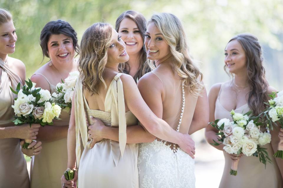 Bride with bridesmaids Tahoe