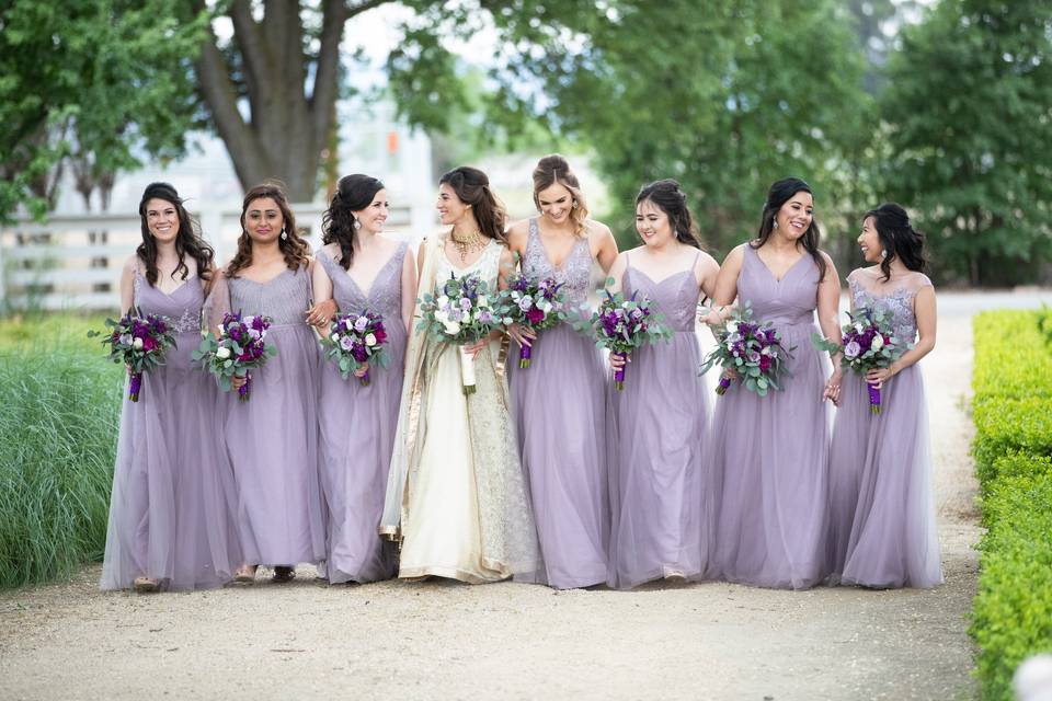 Farm wedding bridesmaids.