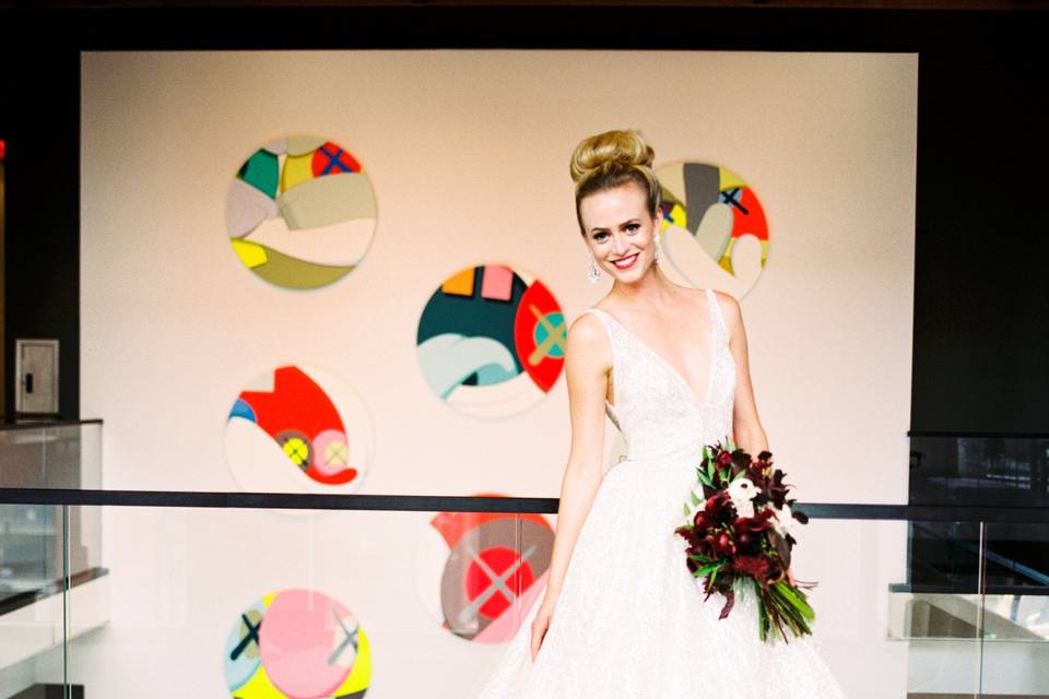 The bride holding her bouquet