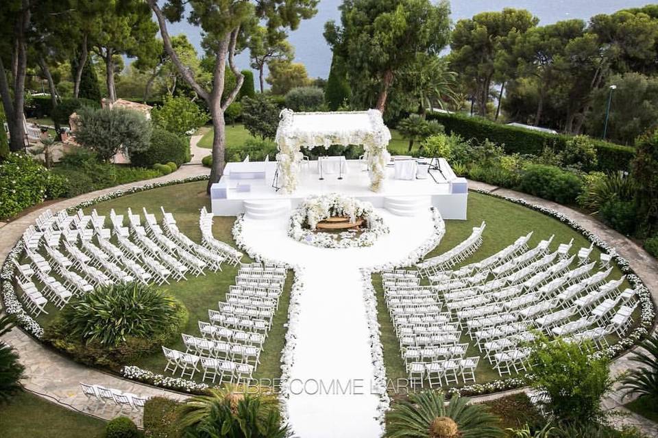 Outdoor wedding setup