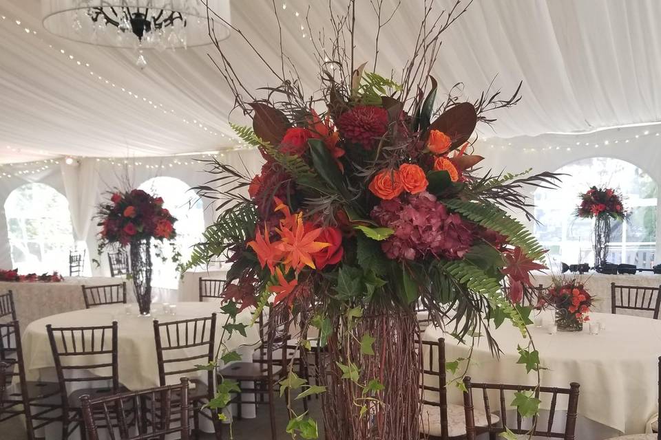 Fall Birch Tower Centerpiece