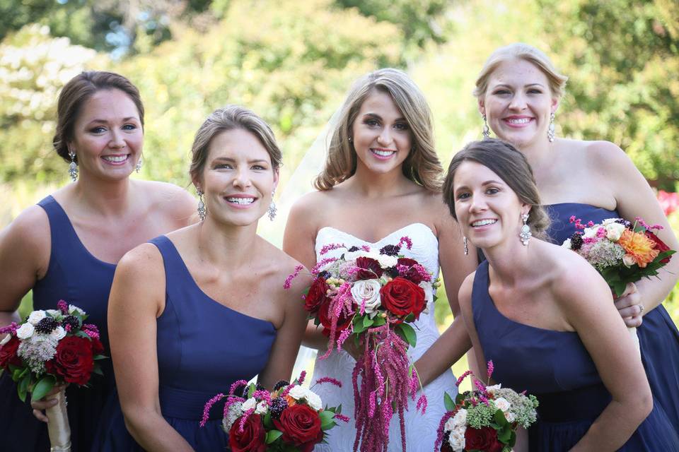 Bride and bridesmaids