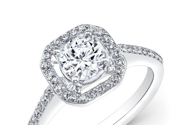 BRD-2011A
This 14KT white gold engagement ring features a halo design with 0.55PTS of 66 round diamonds. It may also feature the center stone of your choice!
Call 213.626.6012 or chat with us at www.goldempirejewelry.com to get the best deal for this beautiful piece!