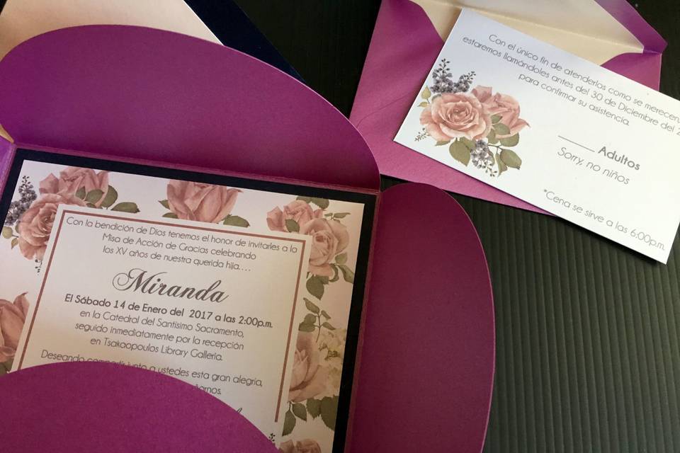 Petal fold invitation with RSVP card