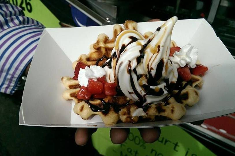 Belgian waffles with pearlized sugar inside