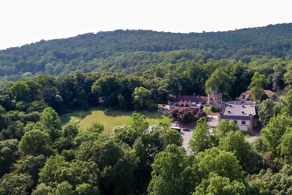 Drone over Stokesay Castle