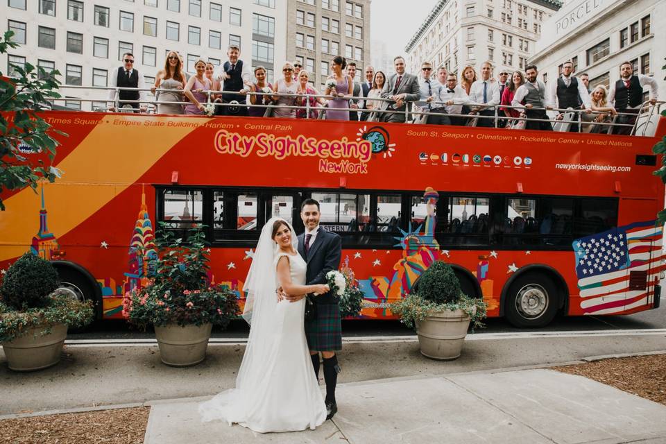 Double-decker bus wedding
