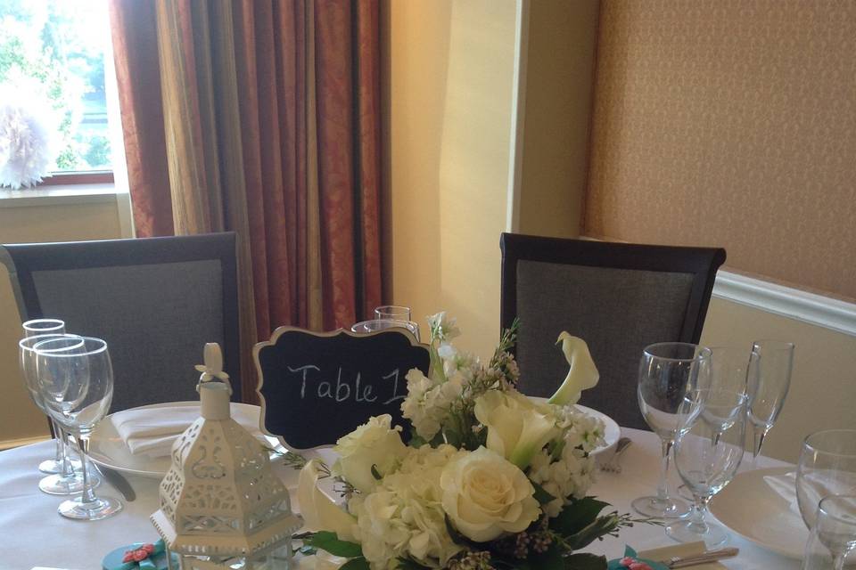 Table setup with centerpiece