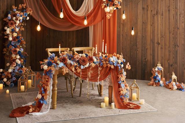 Russet Orange & Denim Blue Wed