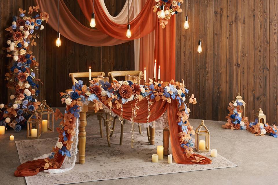 Russet Orange & Denim Blue Wed
