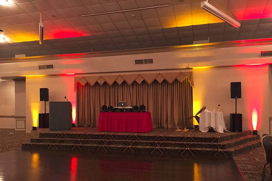 Military Ball with uplighting to match unit colors.