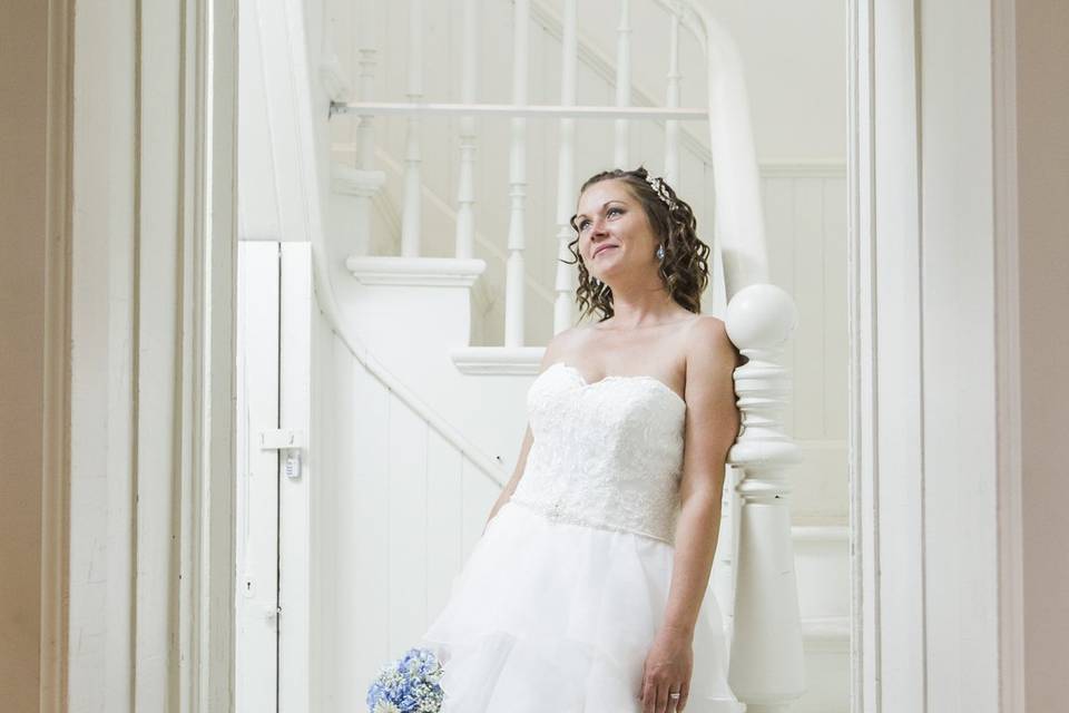 Beautiful bride on a staircase