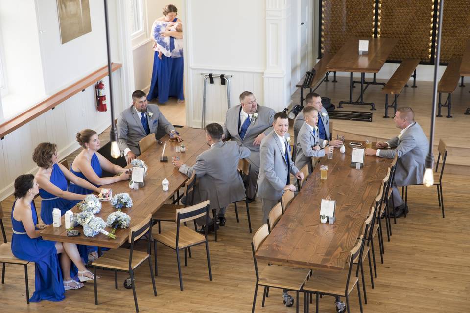 Bridal party relaxing